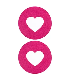 Nipple Sticker Round Open Hearts Pink