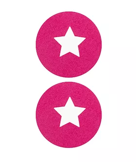 Nipple Sticker Round Open Stars Pink