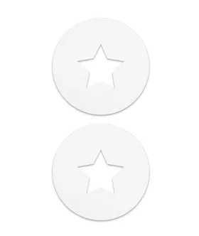 Nipple Sticker Round Open Stars White