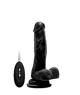 Vibrating Realistic Cock 7 With Scrotum Black