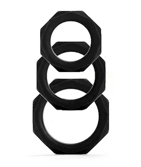 Octagon Rings 3 Sizes Black