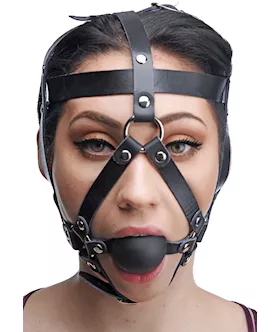 Leather Head Harness With Ball Gag