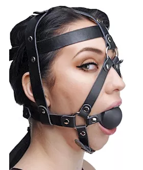 Leather Head Harness With Ball Gag