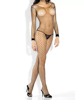 Long Sleeve Diamond Net Bodystocking