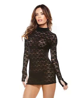 Collared Lace Dress With G-string