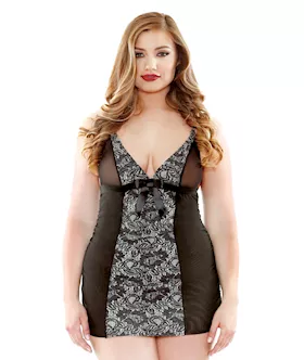 Dark Floral Panel Chemise & Matching G-string