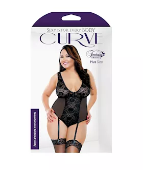 Natasha Lace Gartered Crotchless Teddy