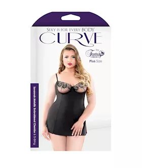 Savannah Metallic Embroidered Chemise & G-string