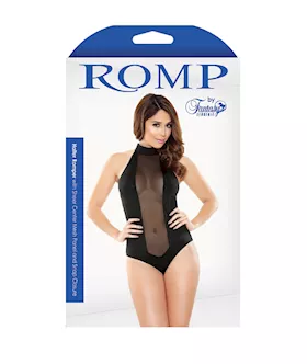 Halter Romper With Sheer Center Panel & Snap Closure