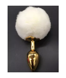 Gold Butt Plug With Rabbit Tail