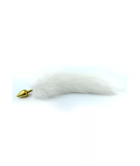 Soft White Tail With Gold Butt Plug