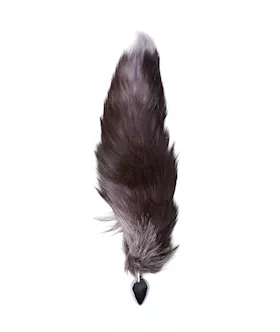 Chrome Butt Plug With Black And Blue Tipped Tail