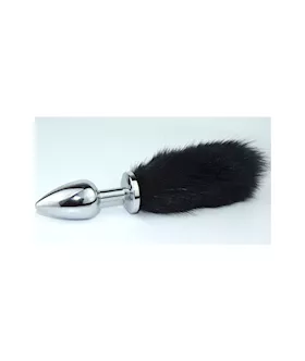 Chrome Butt Plug With Fur Tail