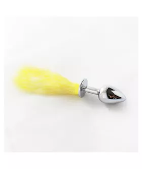 Chrome Butt Plug With Fur Tail