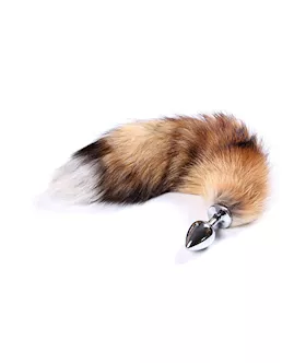 Chrome Butt Plug With Long Fur Tail