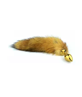 Gold Butt Plug With Fur Tail