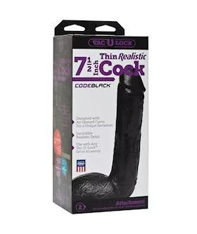Vac-u-lock Codeblack 7.5 Inch Thin Realistic Cock