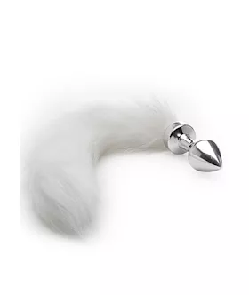 White Tail Buttplug Silver