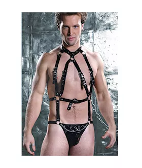 Sexy Men's Vinyl Interlaced Harness