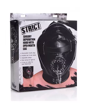 Sensory Deprivation Hood With Open Mouth Gag