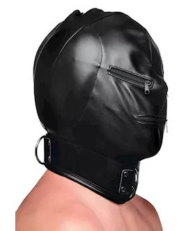 Bondage Hood With Posture Collar And Zippers