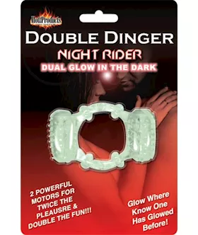 Humm Dinger Night Rider Double Dinger Vibrating Cock Ring Glow In The Dark