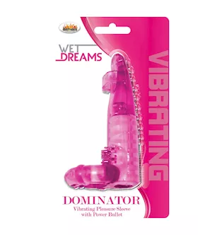 Dominator Penis Sleeve With Power Bullet Magenta