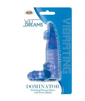 Dominator Penis Sleeve With Power Bullet Blue