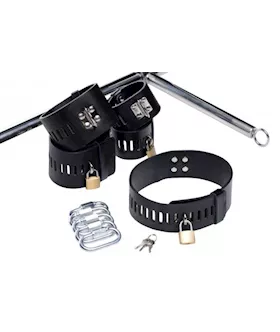 Stuck And Stuffed Stockade With Dildo