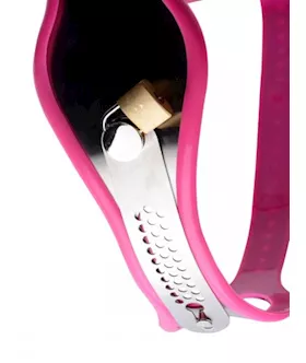 Pink Stainless Steel Adjustable Female Chastity Belt