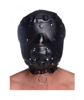 Muzzled Universal Bdsm Hood With Removeable Muzzle