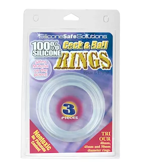 Cock & Ball Ring 3 Pc Clear Silicon