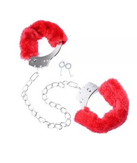Furry Leg Cuffs Red