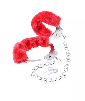 Furry Leg Cuffs Red