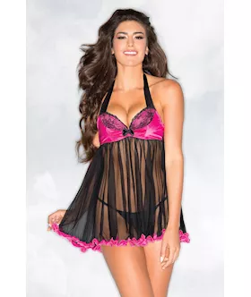 Halterneck Babydoll With Ruffles