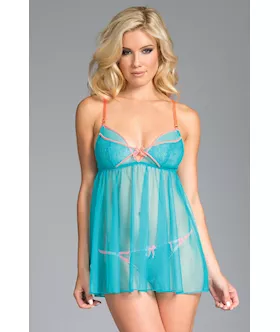 Sheer Mesh Babydoll And Thong
