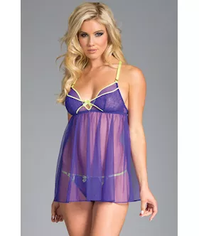 Sheer Mesh Babydoll And Thong