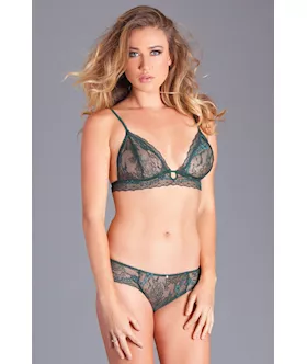 Two-piece Lace Bralette And Panty Set - L/xl