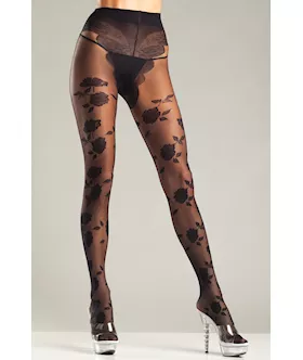 French Cut Floral Pantyhose