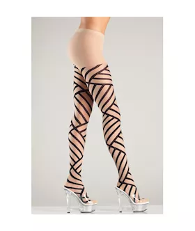 Folded Stripe Pantyhose