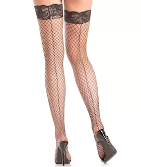 Lace Top Fishnet Thigh Highs