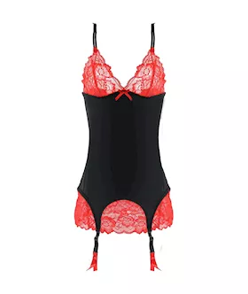 Two Piece Lace Chemise G-string Set With Garter