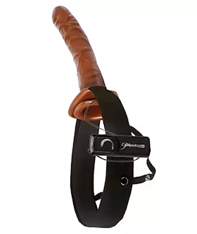 Ff 10 Inch Cholocate Dream Vibrating Hollow Strap On