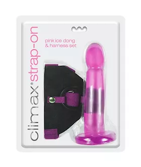 Climax Strap-on Pink Ice Dong & Harness Set