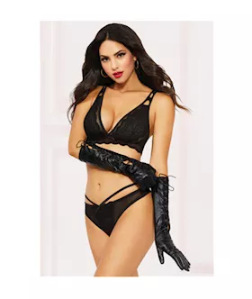 Lame Elbow Gloves W Lace Up Detail