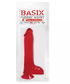 Basix 8 Inch Dong W Suction Red