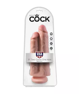 King Cock 9 Inch Two Cocks One Hole Suction Cup Dildo