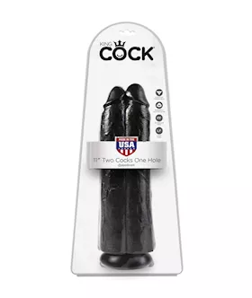 King Cock 11 Inch Two Cocks One Hole Suction Cup Dildo