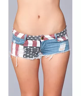 Sexy American Us Flag Mini Shorts Jeans