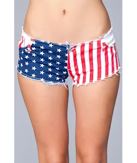 Sexy American US Flag Mini Shorts Jeans